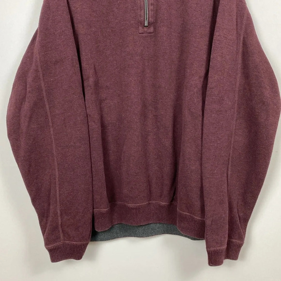 Tommy Bahama Flipshore Quarter Zip in maroon and gray - Picture 5 of 16